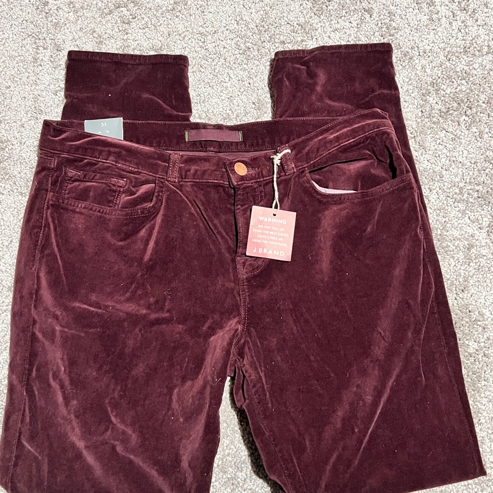 J Brand Deep Burgundy Jeans skinny leg mid-rise Trousers NEW 31